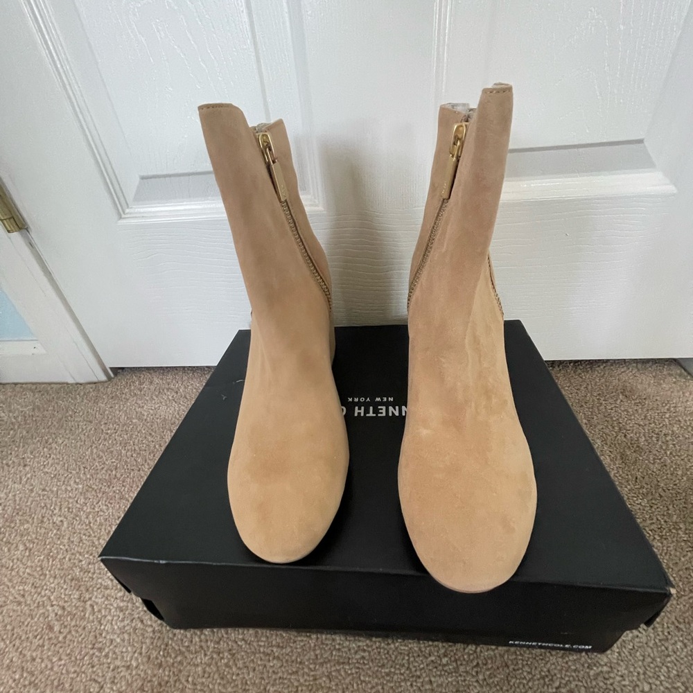 Kenneth Cole Tan Ankle Booties with Suede Finish